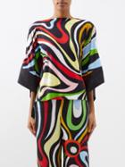 Pucci - Marmo-print Silk-twill Blouse - Womens - Black Multi