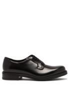 Matchesfashion.com Prada - Logo Print Leather Derby Shoes - Mens - Black