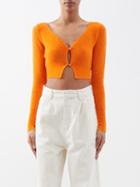 Jacquemus - Alzou Cropped Mohair-blend Cardigan - Womens - Orange