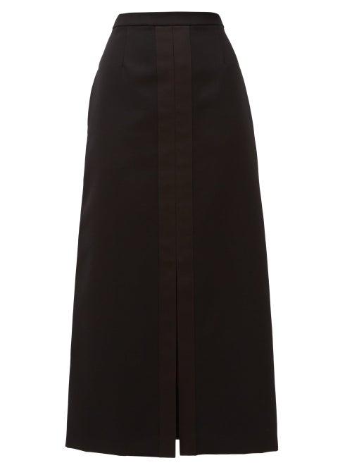 Matchesfashion.com Jil Sander - A-line Silk Satin-trim Wool Skirt - Womens - Black
