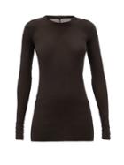 Matchesfashion.com Rick Owens - Elongated Ribbed-jersey Long-sleeved T-shirt - Womens - Dark Brown