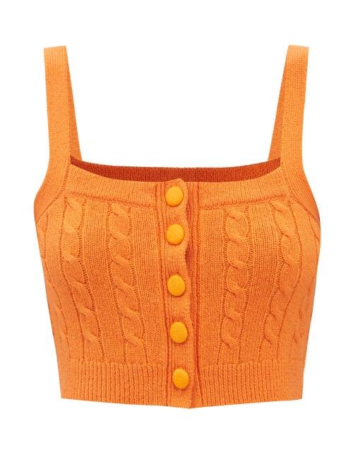 Joostricot - Wool-blend Cable-knit Cropped Top - Womens - Orange