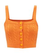 Joostricot - Wool-blend Cable-knit Cropped Top - Womens - Orange