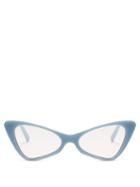 Matchesfashion.com Le Specs - On The Hunt Cat Eye Acetate Sunglasses - Womens - Light Blue
