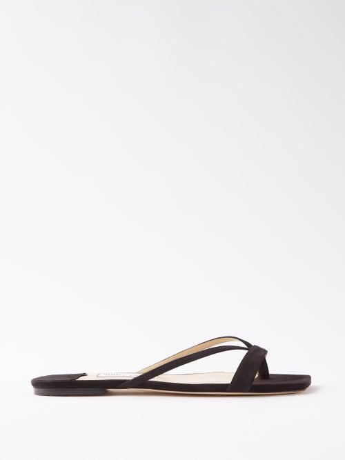 Jimmy Choo - Maelie Suede Slides - Womens - Black