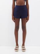 Zimmermann - High Tide High-rise Tweed Shorts - Womens - Dark Navy
