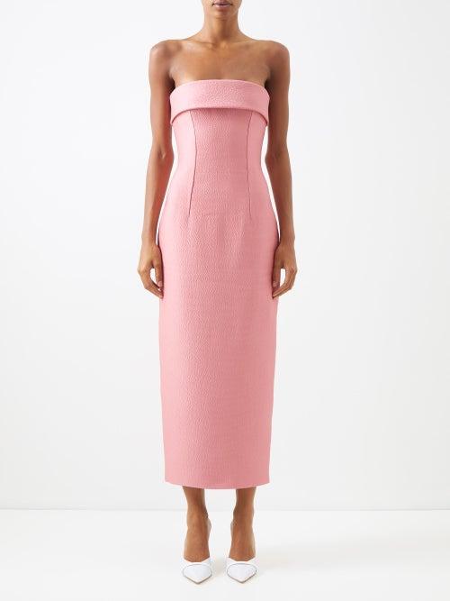 Emilia Wickstead - Keeley Strapless Cloqu Dress - Womens - Dusty Pink