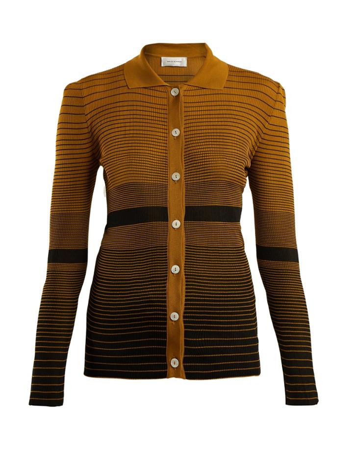 Wales Bonner Spread-collar Striped-jacquard Cardigan