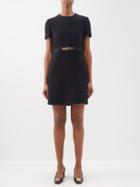 Valentino - V-logo Chain Belt Tweed Dress - Womens - 01bk