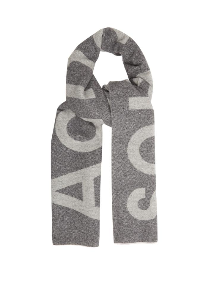Acne Studios Toronty Bi-colour Logo Wool-blend Scarf