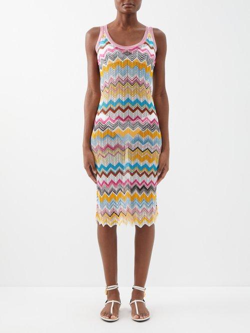 Missoni - Zigzag Crochet-knit Midi Dress - Womens - Multi