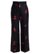 Gucci Rose Fil Coup Wool-cotton Wide-leg Trousers
