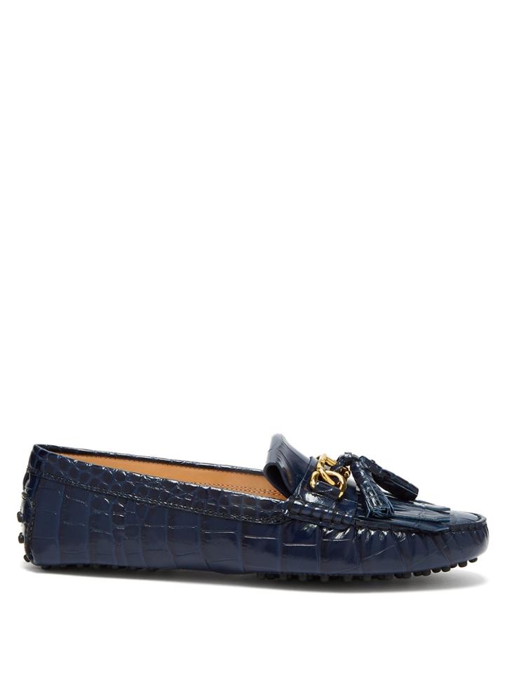 Tod's Gommini Crocodile-effect Leather Loafers