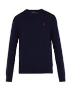 Matchesfashion.com Polo Ralph Lauren - Logo Embroidered Knit Cotton Sweater - Mens - Navy