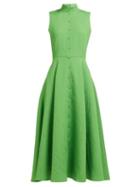 Matchesfashion.com Emilia Wickstead - Sheila Cloqu Textured Crepe Midi Dress - Womens - Green