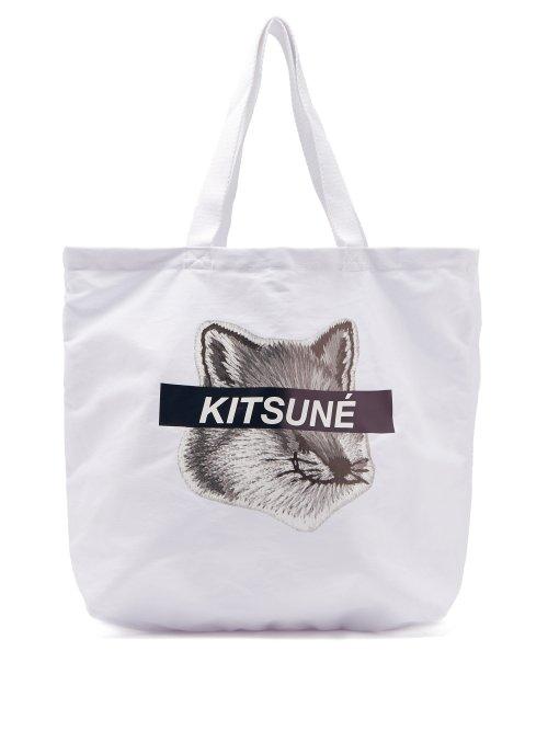 Matchesfashion.com Maison Kitsun - Fox Print Cotton Tote Bag - Mens - White