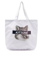 Matchesfashion.com Maison Kitsun - Fox Print Cotton Tote Bag - Mens - White