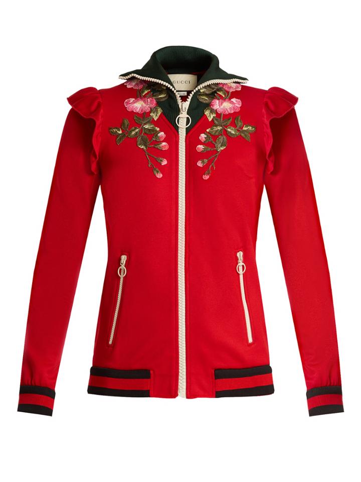Gucci Ruffled-shoulder Zip-through Jersey Jacket