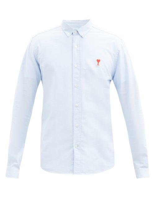 Matchesfashion.com Ami - Logo-patch Cotton Shirt - Mens - Light Blue