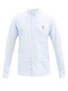 Matchesfashion.com Ami - Logo-patch Cotton Shirt - Mens - Light Blue