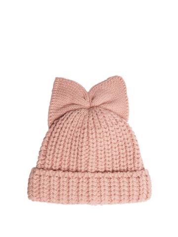 Federica Moretti Bow-embellished Ribbed-knit Beanie Hat