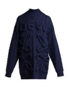 Matchesfashion.com Loewe - Logo Knit Wool Sweater - Womens - Navy