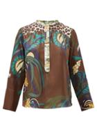 Matchesfashion.com La Prestic Ouiston - Romee Floral Print Silk Twill Blouse - Womens - Brown Multi