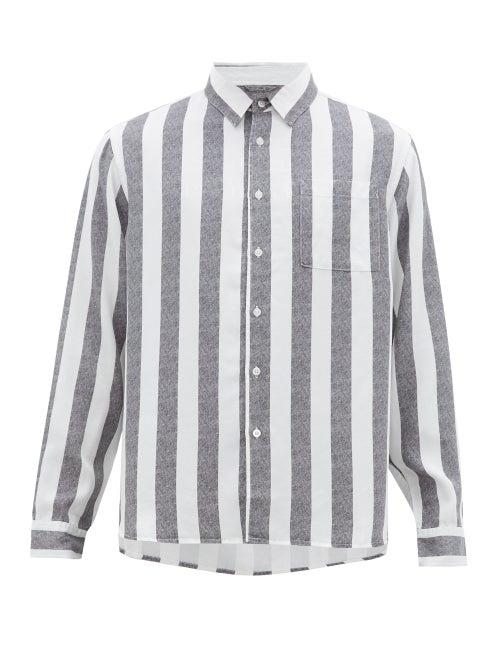 Matchesfashion.com Saturdays Nyc - Perry Candy Striped Patch Pocket Lyocell Shirt - Mens - Black White