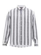 Matchesfashion.com Saturdays Nyc - Perry Candy Striped Patch Pocket Lyocell Shirt - Mens - Black White