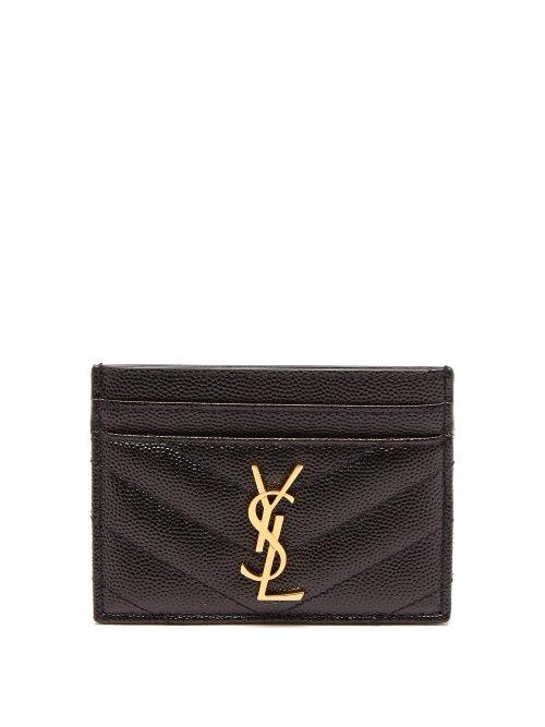 Matchesfashion.com Saint Laurent - Monogram Quilted Leather Cardholder - Womens - Black