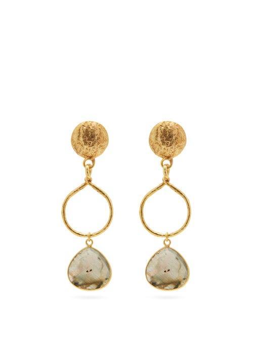 Matchesfashion.com Sylvia Toledano - Rose-cut Labradorite Drop Earrings - Womens - Gold