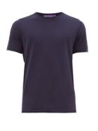 Matchesfashion.com Ralph Lauren Purple Label - Logo Embroidered Pima Cotton Lisle T Shirt - Mens - Navy