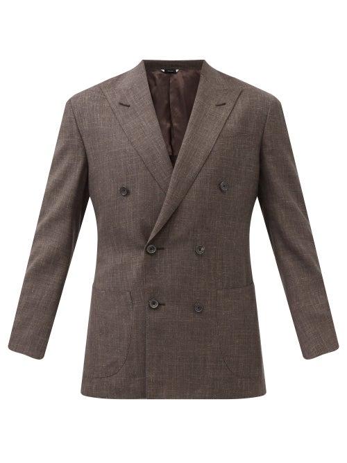 Thom Sweeney - Double-breasted Peak-lapel Wool-blend Jacket - Mens - Brown