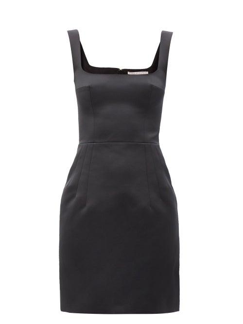 Emilia Wickstead - Salma Square-neck Satin Mini Dress - Womens - Black
