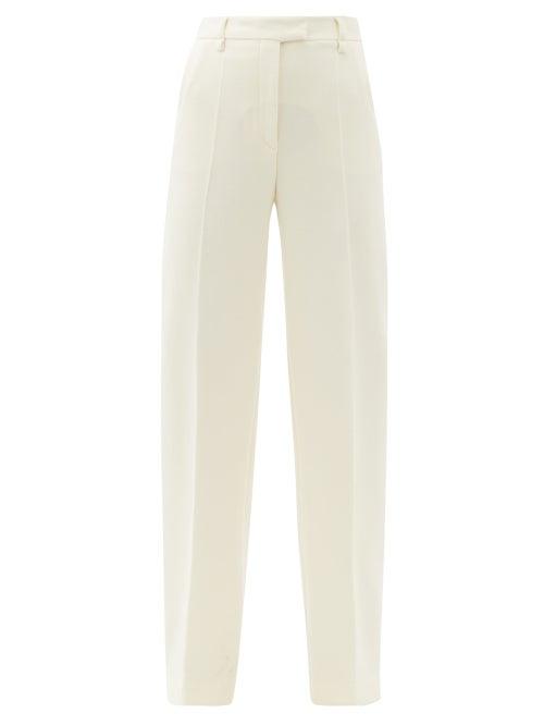 Matchesfashion.com Altuzarra - Jess Wool-crepe Wide-leg Trousers - Womens - Ivory
