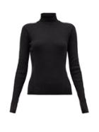 Matchesfashion.com Reebok X Victoria Beckham - Roll-neck Ribbed Wool-blend Top - Womens - Black