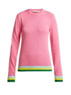 Matchesfashion.com Mary Katrantzou - Lizzie Intarsia Stripe Cotton Sweater - Womens - Pink Multi