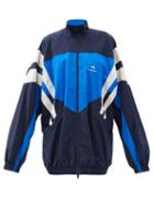 Ladies Rtw Balenciaga - Logo-embroidered Longline Panelled-shell Jacket - Womens - Blue