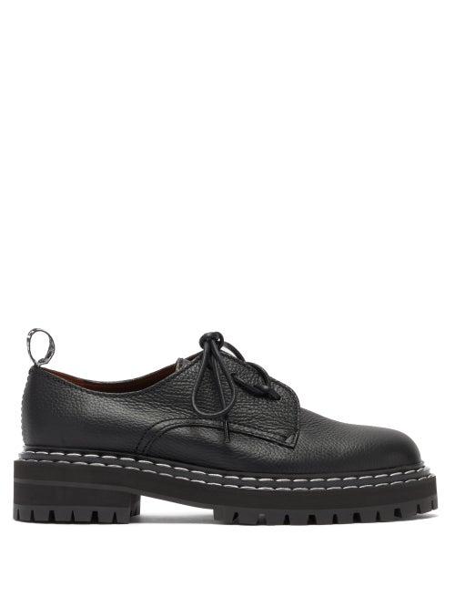Matchesfashion.com Proenza Schouler - Raised Sole Grained Leather Derby Shoes - Womens - Black