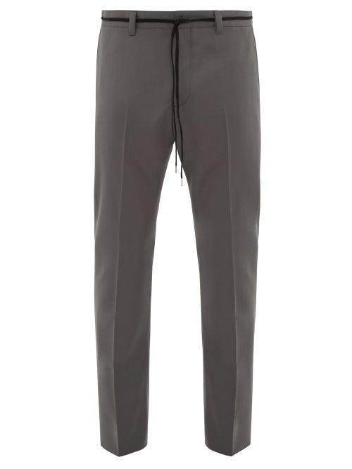 Matchesfashion.com Lanvin - Drawstring Slim Leg Wool Trousers - Mens - Grey