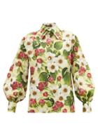 Matchesfashion.com Dolce & Gabbana - Balloon-sleeve Floral-print Cotton Shirt - Womens - Yellow Print