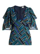 Matchesfashion.com Talitha - Shani Painted Jasmin Graphic Print Silk Top - Womens - Blue Multi