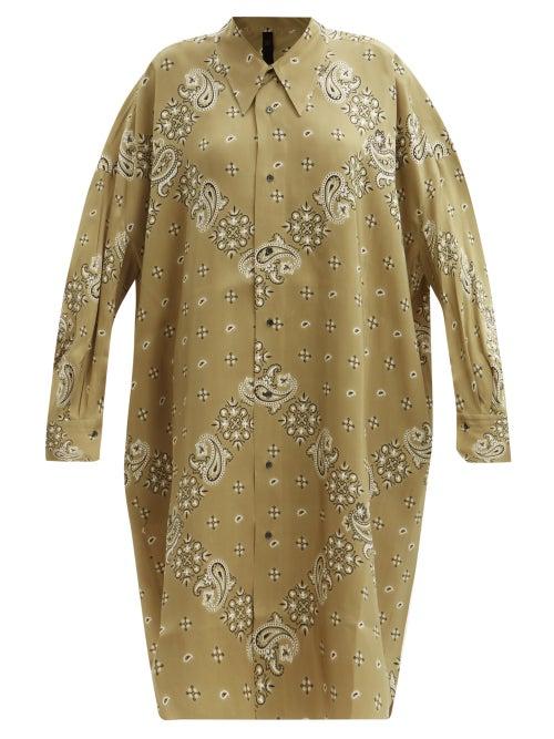 Petar Petrov - Albin Bandana-print Silk Dress - Womens - Khaki