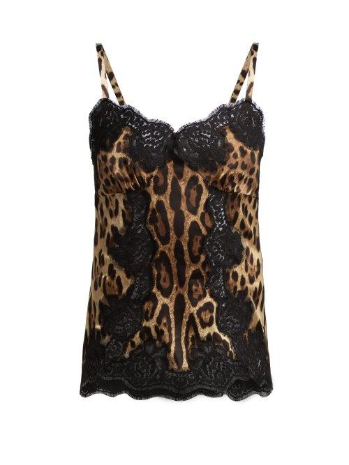 Matchesfashion.com Dolce & Gabbana - Leopard Print Silk Blend Top - Womens - Leopard