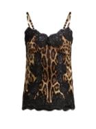 Matchesfashion.com Dolce & Gabbana - Leopard Print Silk Blend Top - Womens - Leopard
