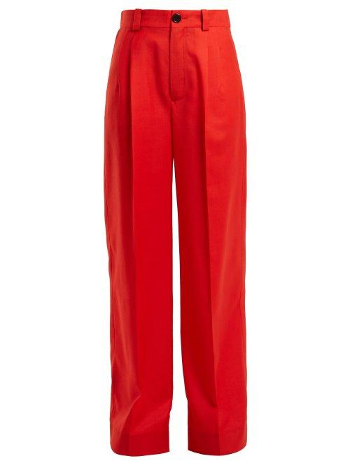 Matchesfashion.com Kwaidan Editions - Annik Wide Leg Wool Trousers - Womens - Red