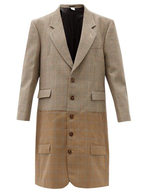 Matchesfashion.com Vetements - Two-tone Houndstooth Virgin-wool Coat - Womens - Brown