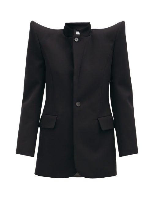 Matchesfashion.com Balenciaga - Pagoda Exaggerated-shoulder Wool-twill Jacket - Womens - Black