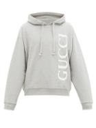 Matchesfashion.com Gucci - Logo-print Cotton Loop-back Hooded Sweatshirt - Mens - Light Grey