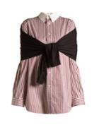 Balenciaga Striped Tie-front Cotton Shirt